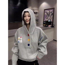 网络图现货美式复古刺绣连帽多巴胺彩色慵懒风针织衫JMY9601-P60，男装针织衫/毛衣，星座715-7