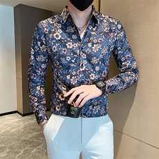 秋冬季社会小伙店主风痞帅印花长袖衬衫301A-1/C22/P55，男装衬衫，星座301A-1