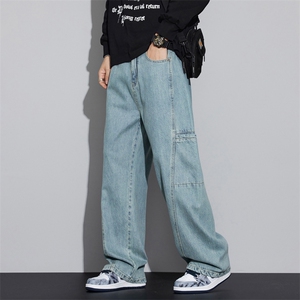 美式复古工装牛仔裤男春季潮牌宽松直筒阔腿休闲长裤子J8085-P50图片