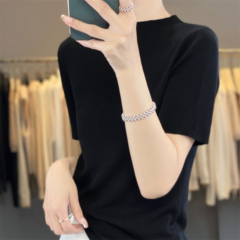 天丝16针简约时尚打底,女装T恤,雪真羊绒