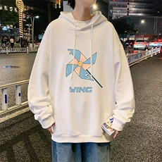 WY2112-P35加绒款-P40纯棉连帽卫衣男大码运动帽衫宽松薄外套男，男装卫衣，电商A040