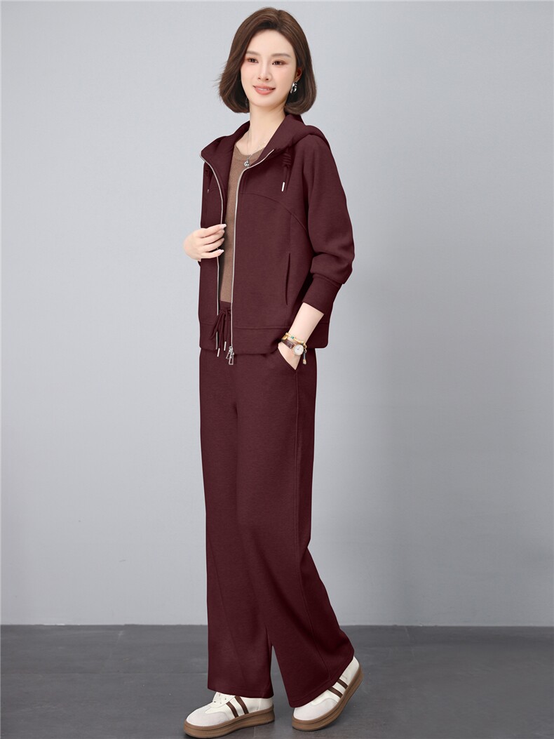 连帽休闲运动套装女2025新款一整套时尚中年妈妈宽松卫衣两件套,女装套装/套裙,涵誉