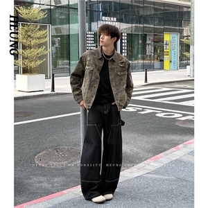 1506-1/J11071/P87春秋破洞牛仔外套男款新款高级感痞帅迷彩夹克图片