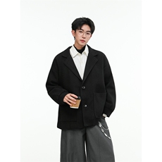 高级感韩系短款毛呢大衣风衣外套潮504-F12-P75（加绒P95控128），男装风衣，星座504
