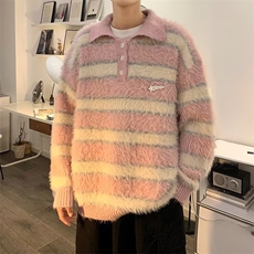 翻领毛衣男慵懒风休闲貂毛毛衣针织衫M121P65，男装针织衫/毛衣，星座1116-2