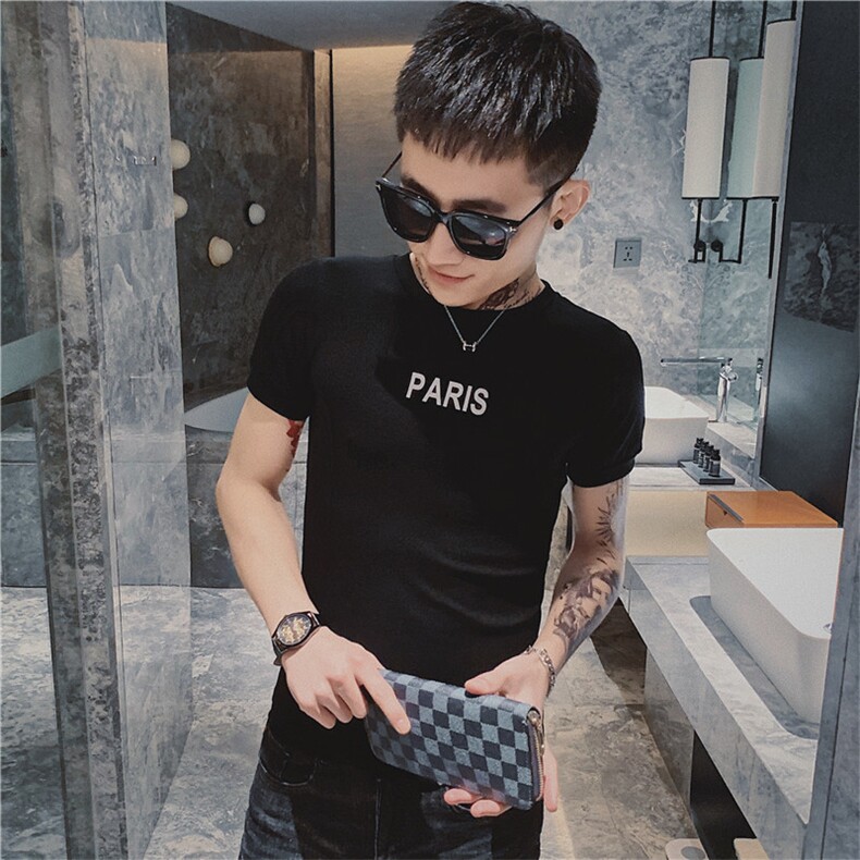 夏季短袖印花T恤男韩版修身社会小伙网红简约小衫C301B-DT20,男装T恤,电商C301B