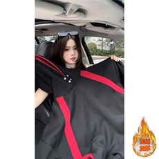 ！加绒加厚拼接撞色卫衣冬季连帽衫外套女WR2253JR-P65控98，女装短外套，星座815A