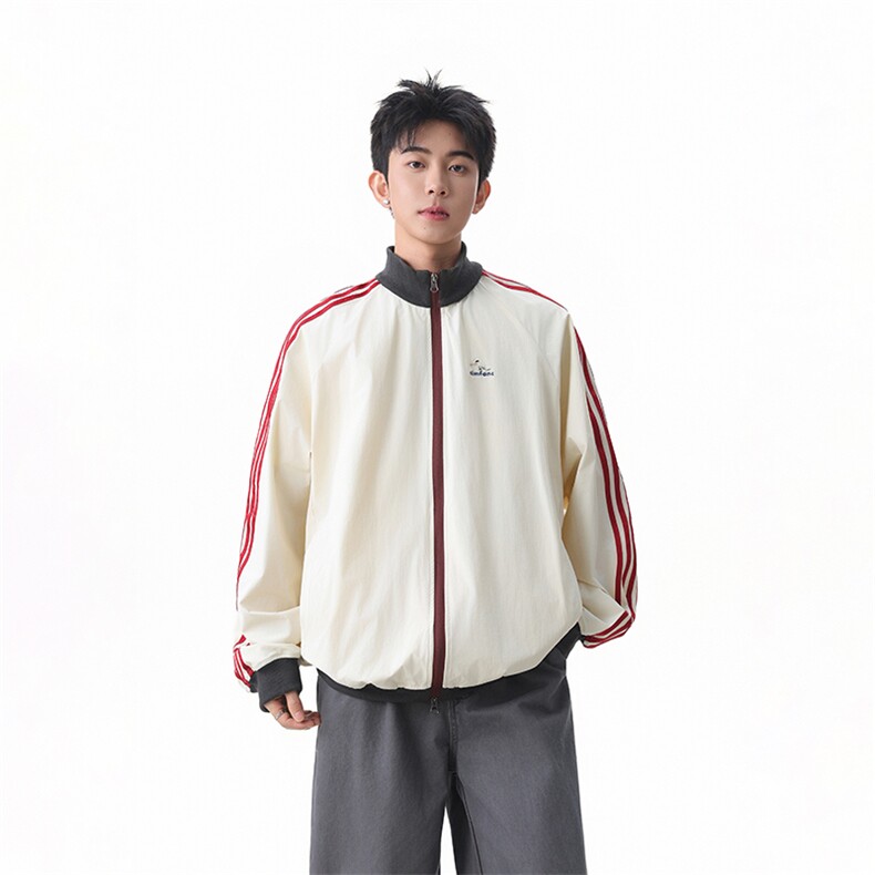 包现货-美式条纹刺绣立领夹克秋季复古户外外套218-7-JK62-P95,男装夹克,星座218-7