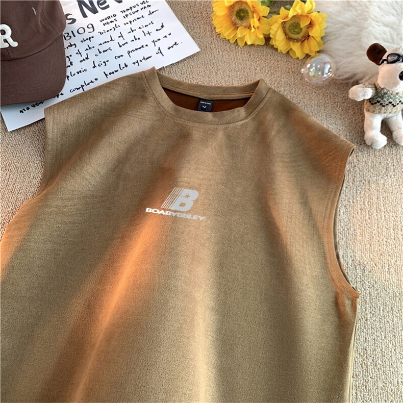 可设48小时发货支持抖音得物来样二开240克重磅美式麂皮绒背心t恤，男装背心/马甲，电商A486-1