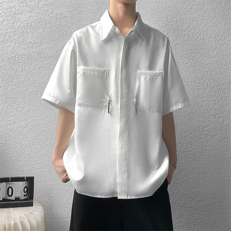 (现货）抖音品质潮男流光短袖衬衫痞帅宽松短袖衬衣CS3517-P50，男装T恤，星座810(原QT5070)