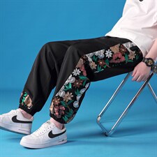 风冰丝潮刺绣男休闲裤宽松束脚运动裤休闲长裤019-p70，女装休闲裤，星座816-2（原B366-1）