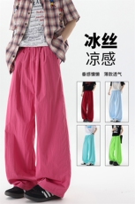 8XL-M多巴胺冰丝垂感慵懒山本裤男夏拖地裤子阔腿休闲裤KZ051P30，男装休闲裤，电商B312
