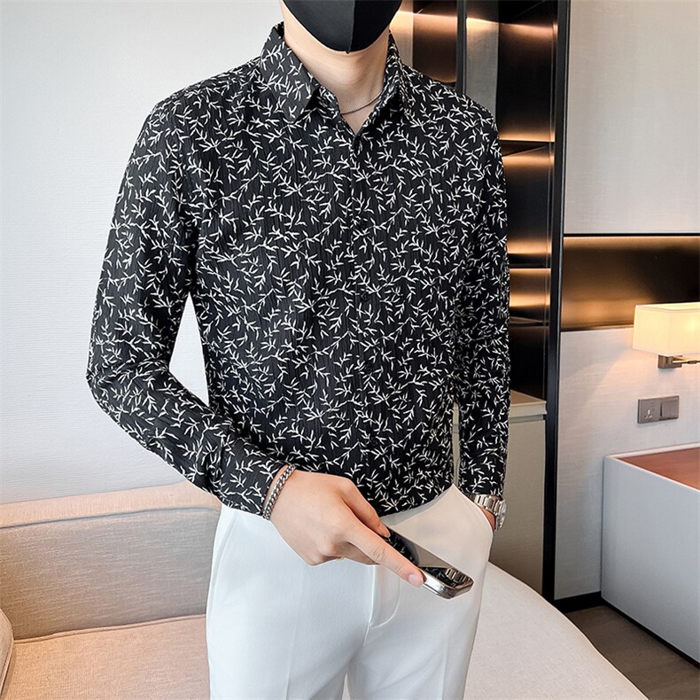 白秋冬男士社会小伙店主风痞帅花衬衫301A-1/CS603/P55,男装衬衫,星座301A-1