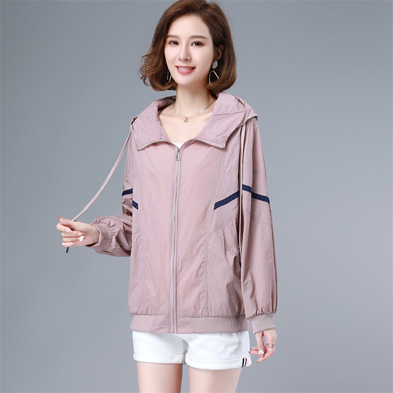 防晒衣女夏季韩版休闲白色减龄夹克防晒衣蝙蝠衫棒球服薄外套女，女装防晒衣，曼沙奕珂