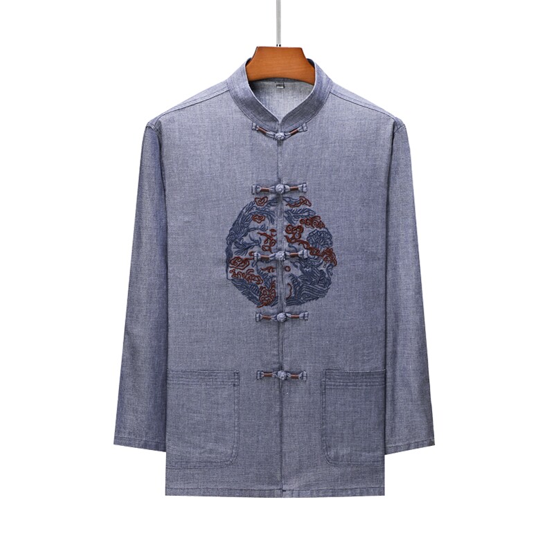 中式休闲外套两件套古风盘扣唐装男套装风春季对襟立领中山装，男装民族服装，电商B212（原钱塘6029）