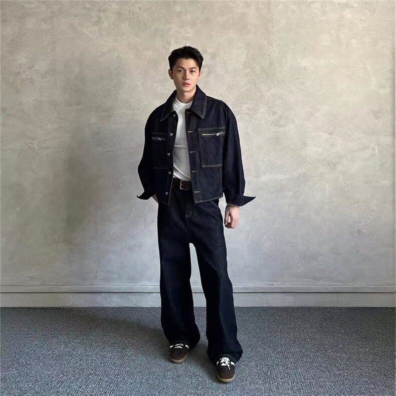 复古做旧水洗竹节肌理M51夹克vintage感宽松工装外套男,男装夹克,星座506A