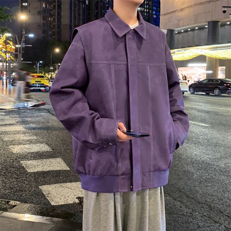 2024秋冬美式复古翻领皮衣外套男情侣时尚帅气夹克J232-P83,男装夹克,星座1602（原101B）