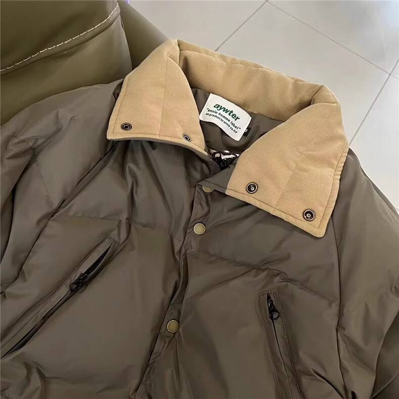 美式复古翻领多口袋面包棉服男女冬季简约设计感加厚情侣棉衣外套,男装棉衣,星座506A