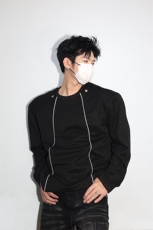 明星私服反光条未来感潮男打底美式潮男休闲高街卫衣打底衫P55，男装卫衣，电商B319