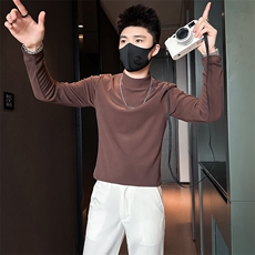 高质量抖音直播长袖T恤男店主风社会小伙打底衫301C-CT01-P48控68，男装T恤，星座301C（原B323）