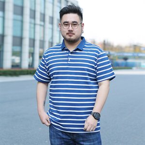 夏季新款棉短袖T恤男士翻领条纹polo衫休闲男装加肥大码5932款图片