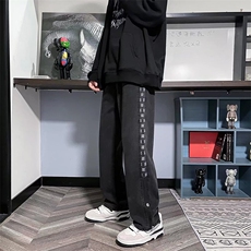 美式高街牛仔裤男春秋季直筒裤子设计感潮牌格子阔腿裤NK661-P40，男装牛仔裤，星座1008-1