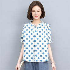 2022夏季新款女装圆点衬衫休闲透气舒适短袖上衣，女装衬衫，悦见她