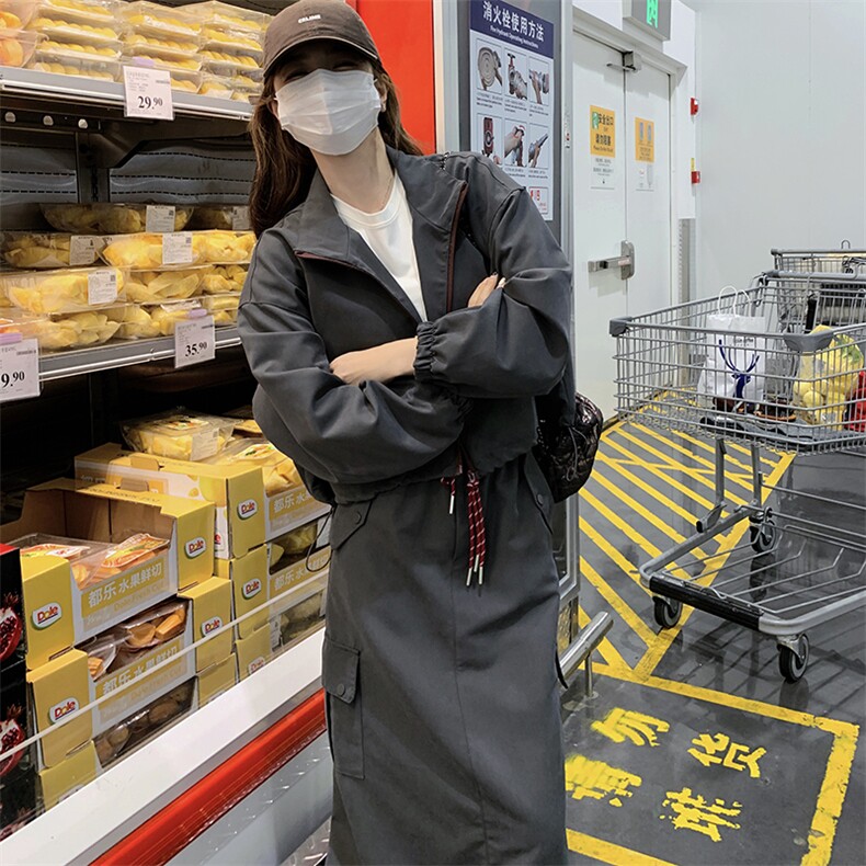 慵懒风休闲运动风套装女2025春秋季新款显瘦夹克工装半身裙两件套,女装套装/套裙,C位