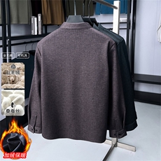 2025新款男秋冬保暖衬衫山羊绒商务长袖无痕抗皱爸爸装衬衣，男装衬衫，钱塘723