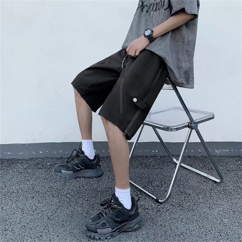 拉链冲锋短裤男夏季薄款美式高街机车潮流裤子E111P35,男装休闲裤,星座1116-2
