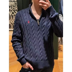 6色金戈铁马RL半高领拉链毛衣男老钱风慵懒感加厚针织衫NB45P65，男装针织衫/毛衣，电商D256