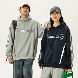2025秋季新款男装日系潮牌拼色宽松卫衣连帽休闲外套WY588-F89图片