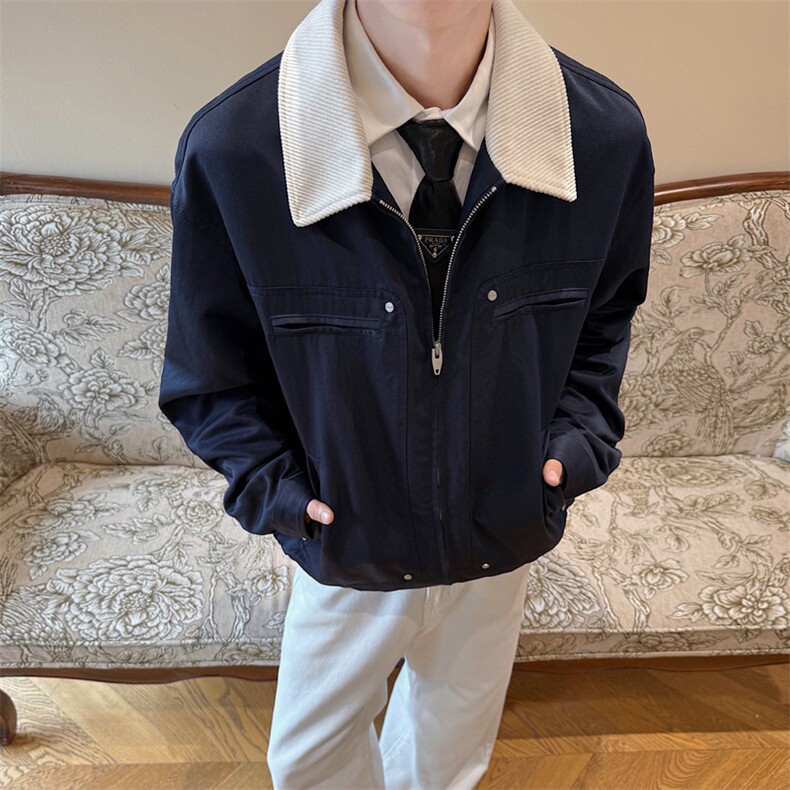 复古工装外套2025秋季男装短款翻领飞行员夹克XZ514-2-JK991-P98,男装夹克,星座514-2(原B239)