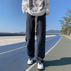牛仔裤直筒宽松口袋设计阔腿拖地裤韩版潮流裤N0620-P45图片