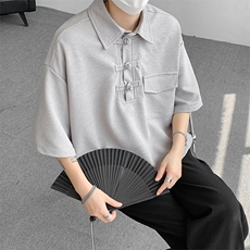 高品质盘扣短袖POLO衫男夏季宽松纯色上衣t恤10031-特P40控68，男装Polo衫，电商A059