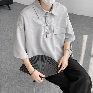 高品质盘扣短袖POLO衫男夏季宽松纯色上衣t恤 10031-特P40 控68图片