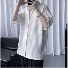 衬衫短袖男士夏季薄款纯色休闲潮牌痞帅五分衬衣服夏天外套潮，男装T恤，星座506A