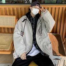 A850-P882024新款连帽工装假两件男款潮牌风衣外套情侣棉服，男装夹克，星座512-6