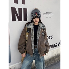 网图毛领座山雕外套夹棉十字金属棉服情侣棉衣A025-QY15035-P120，男装棉衣，电商A025