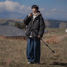 新疆山系时尚字母印花假两件连帽棉服A247-MY472特批115控168，男装棉衣，电商A247