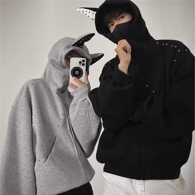 美式复古珍珠设计感连帽卫衣男女外套秋季新款运动服休闲上衣潮,女装短外套,星座715-4