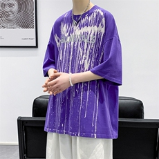 夏装青少年潮水洗圆领休闲半袖男女印花短袖T恤1555-P50控价68，男装T恤，电商A441-1