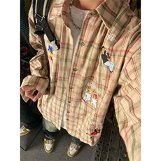 【有货】C38CC-特P38刺绣格子衬衫男长袖设计感高级休闲衬衣，男装衬衫，星座1007（原301D）