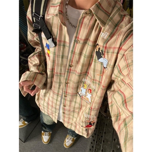 【有货】C38CC-特P38 刺绣格子衬衫男长袖设计感高级休闲衬衣图片