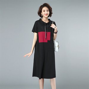 2021夏款新款拼接大码女装连衣裙239款图片