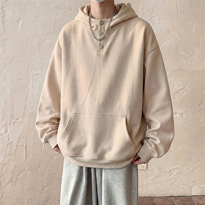 改华棉纽扣连帽卫衣【现货】C403A-T92-特P45,男装卫衣,电商C403A
