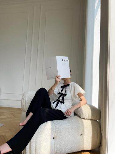 【新款】前片大蝴蝶结泡泡袖上衣，女装，LION&CAT(2F)