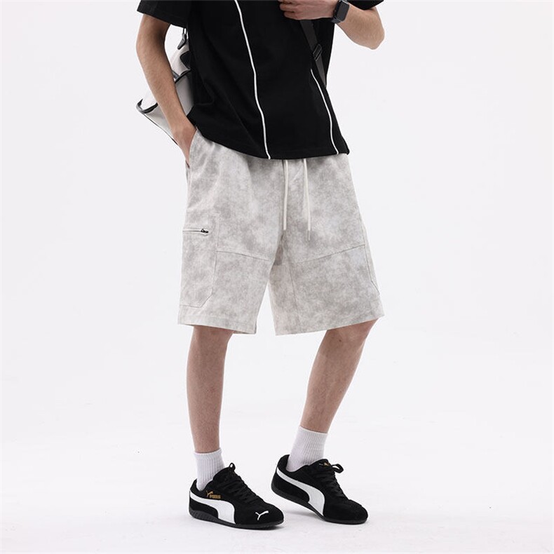 2025扎染美式复古工装短裤DK41M-5XLP35控58,男装牛仔裤,电商B325