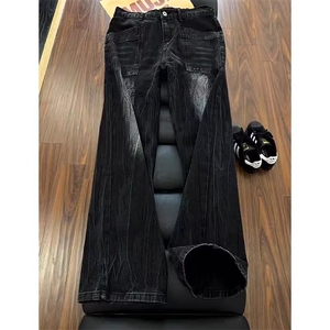 cleanfit闪电纹牛仔裤男潮美式vibe裤子水洗直筒阔腿裤L5799-P45图片