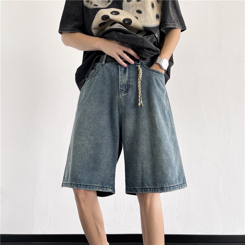 牛仔短裤男士韩版潮流直筒帅气百搭2025夏季ins五分裤RK2764-P36，男装牛仔裤，星座412-3